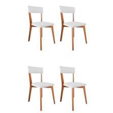 Conjunto com 4 Cadeiras de Jantar Tóquio Castanho e Branco