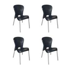 Conjunto com 4 Cadeiras de Plástico Montes Claros Preto