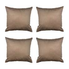 Conjunto com 4 Capas de Almofada Quadrada Candy 45x45 Suede Bege