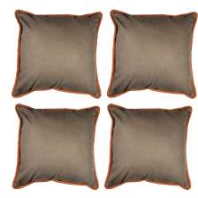 Conjunto com 4 Capas de Almofada Quadrada com Borda Candy 45x45 Suede Terracota e Bege