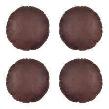 Conjunto com 4 Capas de Almofada Redonda Candy 45x45 Suede Marrom