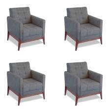 Conjunto com 4 Poltronas Brooks Cinza