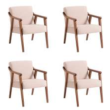 Conjunto com 4 Poltronas Flávia Bege e Nogueira