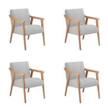 Conjunto com 4 Poltronas Flávia Cinza e Natural