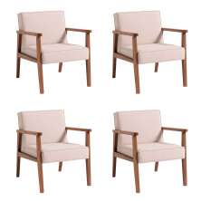 Conjunto com 4 Poltronas Júlia Bege e Nogueira