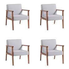 Conjunto com 4 Poltronas Júlia Cinza e Nogueira