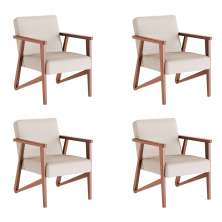 Conjunto com 4 Poltronas Luiza Nogueira Madeira Maciça