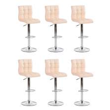 Conjunto com 6 Banquetas Giratórias Fitz Art Creme