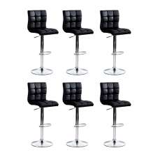 Conjunto com 6 Banquetas Giratórias Fitz Preta