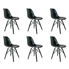 Conjunto com 6 Cadeiras Charles Eames Preto