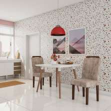 Conjunto com 6 Cadeiras Delfos Suede Animalle Castor e Chocolate