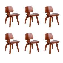 Conjunto com 6 Cadeiras Eames Walnut Madeira