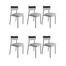 Conjunto com 6 Cadeiras Mona Linho Cinza e Preto