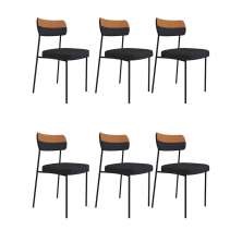 Conjunto com 6 Cadeiras Mona Linho Grafite e Preto