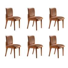 Conjunto com 6 Cadeiras de Jantar Bella Gold Imbuia e Caramelo