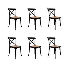 Conjunto com 6 Cadeiras de Jantar Katrina Preta