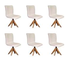Conjunto com 6 Cadeiras de Jantar Lenk Cru