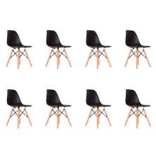 Conjunto com 8 Cadeiras Eames Quilmes Preto