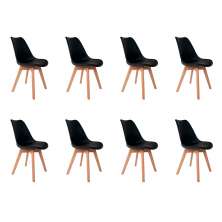 Conjunto com 8 Cadeiras Saarinen Wood Preto