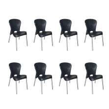 Conjunto com 8 Cadeiras de Plástico Montes Claros Preto