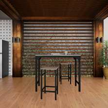 Conjunto de Mesa Bistrô com 2 Banquetas Frisia Marrom e Preto 100 cm