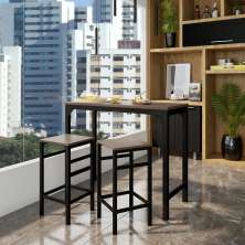 Conjunto de Mesa Bistrô com 2 Banquetas Las Heras Marrom e Preto 100 cm