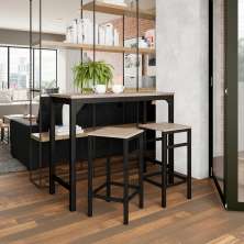 Conjunto de Mesa Bistrô com 2 Banquetas Los Cocos Marrom e Preto 100 cm
