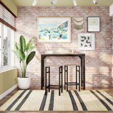 Conjunto de Mesa Bistrô com 2 Banquetas Navia Marrom e Preto 100 cm