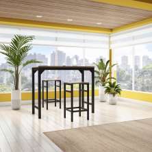Conjunto de Mesa Bistrô com 2 Banquetas Sinsacate Marrom e Preto 100 cm