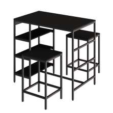 Conjunto de Mesa Bistrô e 2 Bancos Wooden Ônix e Preto