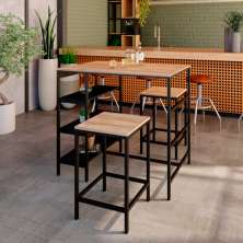 Conjunto de Mesa Bistrô e 2 Bancos Wooden Carvalho e Preto