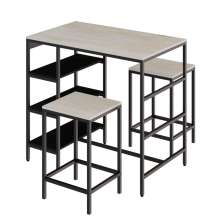 Conjunto de Mesa Bistrô e 2 Bancos Wooden Snow e Preto