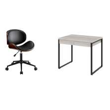 Conjunto de Mesa Kuadra 2 GV Bege com Cadeira de Escritório Diretor Giratória Bergen Preta