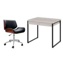 Conjunto de Mesa Kuadra 2 GV Bege com Cadeira de Escritório Diretor Giratória Lauren Preta