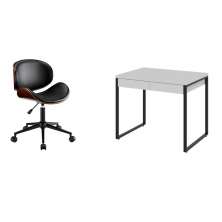 Conjunto de Mesa Kuadra 2 GV Branca com Cadeira de Escritório Diretor Giratória Bergen Preta