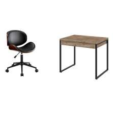 Conjunto de Mesa Kuadra 2 GV Carvalho com Cadeira de Escritório Diretor Giratória Bergen Preta