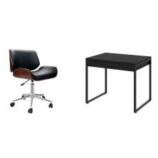 Conjunto de Mesa Kuadra 2 GV com Cadeira de Escritório Diretor Giratória Lauren Preta