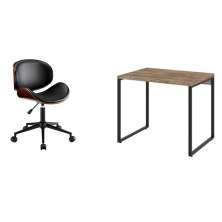 Conjunto de Mesa Kuadra Carvalho com Cadeira de Escritório Diretor Giratória Bergen Preta