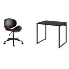 Conjunto de Mesa Kuadra com Cadeira de Escritório Diretor Giratória Bergen Preta