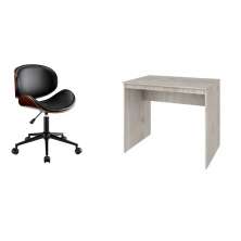 Conjunto de Mesa Office Snow com Cadeira de Escritório Diretor Giratória Bergen Preta