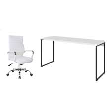 Conjunto de Mesa Studio 150 cm com Cadeira de Escritório Diretor Giratória Cleaner Branca