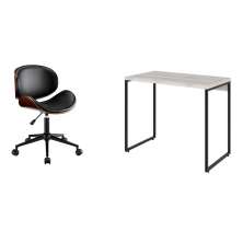 Conjunto de Mesa Studio Bege com Cadeira de Escritório Diretor Giratória Bergen Preta