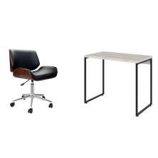 Conjunto de Mesa Studio Bege com Cadeira de Escritório Diretor Giratória Lauren Preta