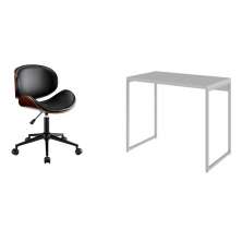 Conjunto de Mesa Studio Branca com Cadeira de Escritório Diretor Giratória Bergen Preta