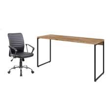 Conjunto de Mesa Studio Carvalho 150 cm com Cadeira de Escritório Diretor Giratória Oslo Preta