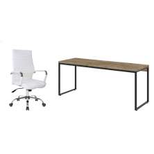 Conjunto de Mesa Studio Carvalho e Preta 180 cm com Cadeira de Escritório Diretor Giratória Cleaner Branca