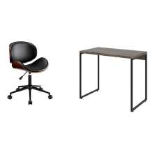 Conjunto de Mesa Studio Marrom Escuro com Cadeira de Escritório Diretor Giratória Bergen Preta