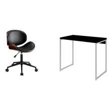 Conjunto de Mesa Studio Preta e Branca com Cadeira de Escritório Diretor Giratória Bergen Preta