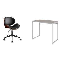 Conjunto de Mesa Studio Snow e Branca com Cadeira de Escritório Diretor Giratória Bergen Preta