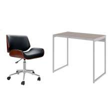 Conjunto de Mesa Studio Snow e Branca com Cadeira de Escritório Diretor Giratória Lauren Preta